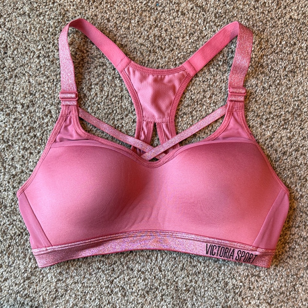 Victoria Sports | Glittery Pink Sports Bra